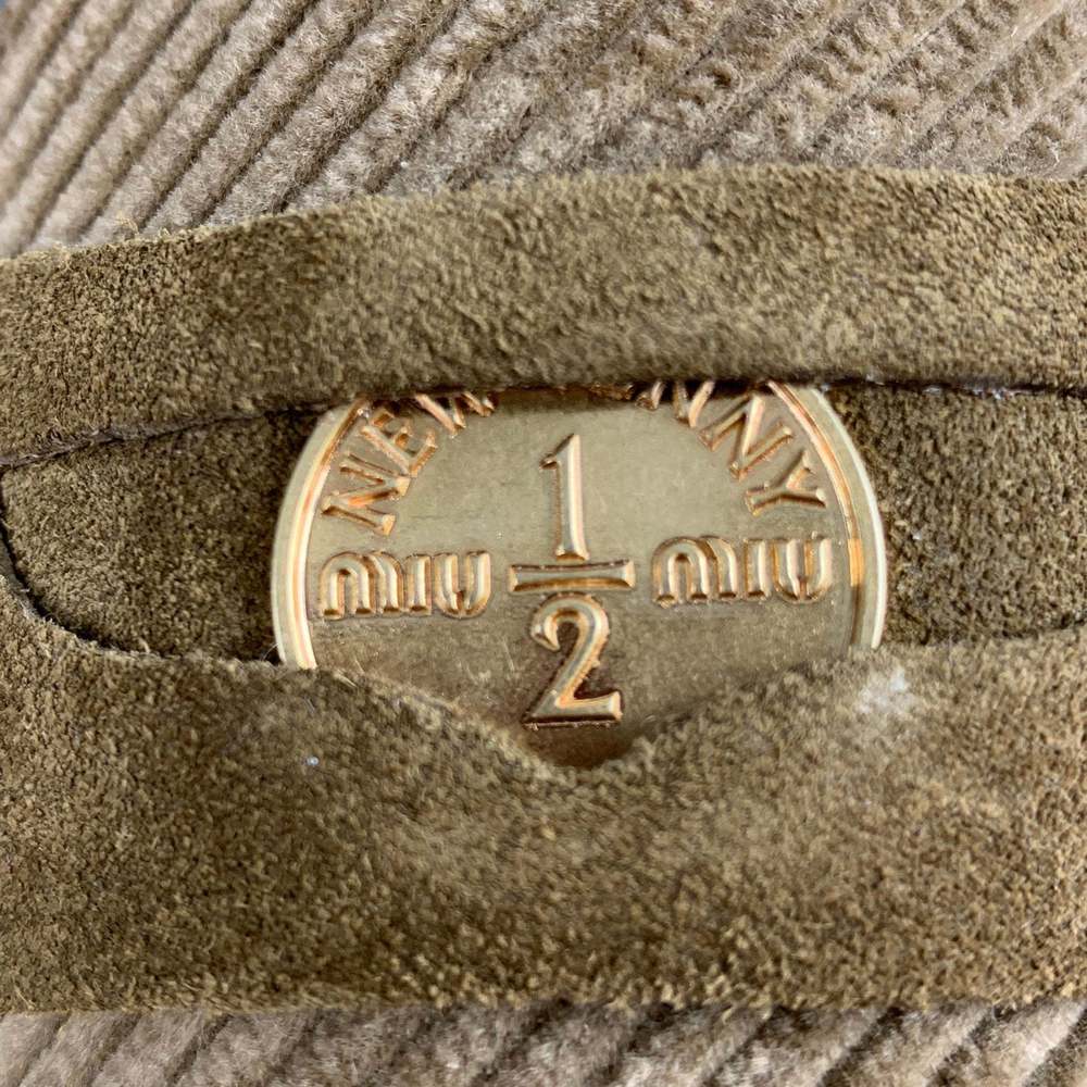 MIU MIU Khaki Corduroy Penny Flats - Picture 8 of 9